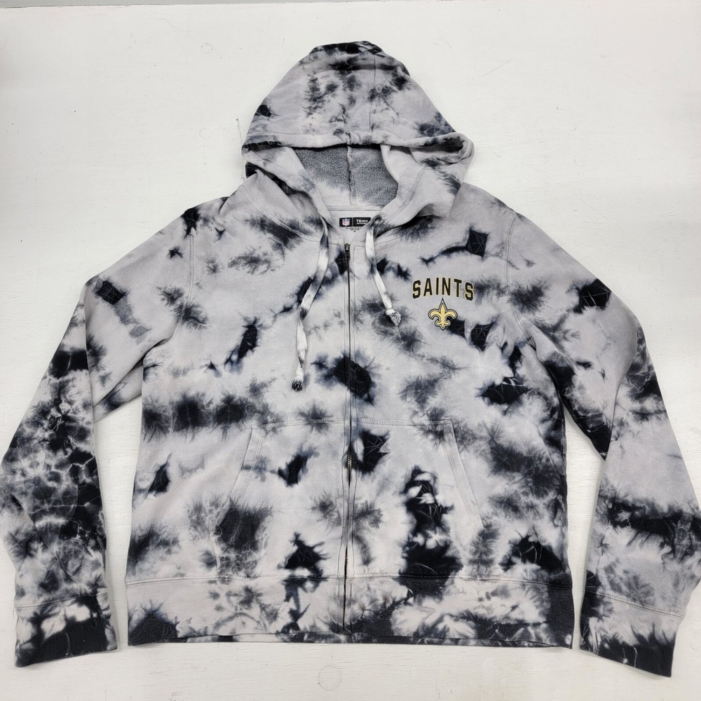 New Orleans Saints Hoodie NFL Team Tie Dye Full Zip Sweatshirt Adult Sz 2XL EUC